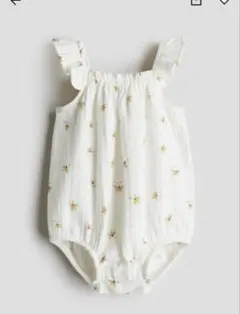 H&M 花柄コットンロンパース　パターンモスリンロンパース