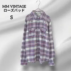 ローズバッド　 長袖シャツ　刺繍付き　チェック柄　コットン　Sのサムネイル