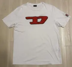 y2k DIESEL パイル Dロゴ Tシャツ 半袖 ワッペン ホワイト M