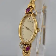 セイコー ジュエリーウォッチ オーバル 4Pストーン ゴールド 