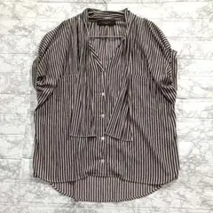 SACRA ボウタイブラウス ストライプ 半袖 M