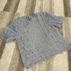 美品✨axes femme 薄い青 刺繍入り フリル付き トップス