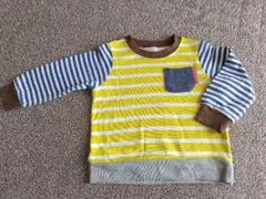 ボーダー　長袖　トレーナー　カットソー　95　黄　青　茶　白