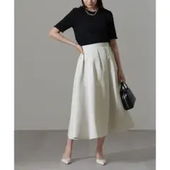 ナノユニバース　ランダムタックフレアスカート　ライトグレー