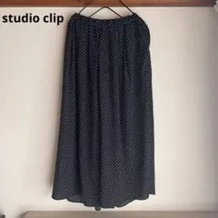 ドット柄ワイドパンツ　スカート風パンツ　スカンツ　キュロットスカート