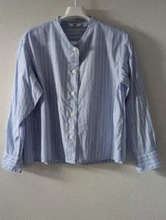 UNIQLO コットンストライプスタンドカラーシャツ XS