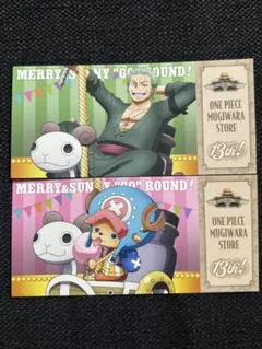 ワンピース　麦わらストア　13周年　チケット風カード　ゾロ　チョッパー