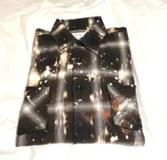 RAFU Bleached ＆ Damaged shirt チェックシャツ L