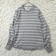 〝ヒルフィガーデニム〟長袖トップス　ボーダー　グレー　コットン　部屋着