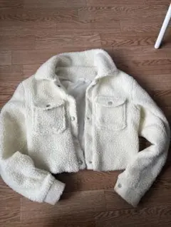 オフホワイト ボア クロップドジャケット