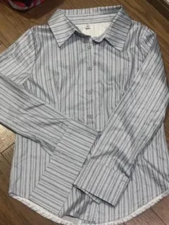 ウィッシュコア　ボディシェイプストライプ 長袖シャツ 青白