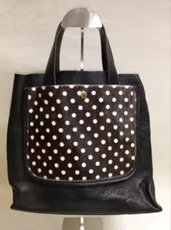 FURLA　希少　レザー　水玉ドット柄　トートバッグ　黒　レディース