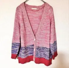 【GU】レディース七分袖カーディガン（М）薄手ニット 羽織り ピンク