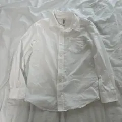 ホワイト 長袖ボタンアップシャツ