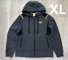 CAT キャタピラーロゴ　前ジップ　スウェットパーカー 　チャコールグレーXL