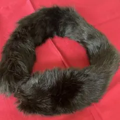 未使用　黒リアルファー 円形マフラー