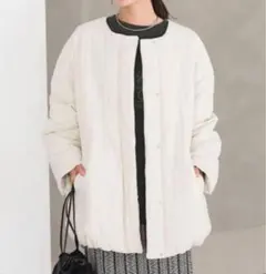 キルティング ノーカラージャケット