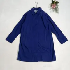 【アースミュージック&エコロジー】青ロングコートF サイズ取り外し可能ベスト付き
