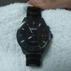 SEIKO ソーラー電波時計 ブラック(ジャンク品扱い)