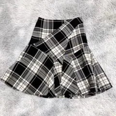 kumikyoku レディース フレアスカート ひざ丈 M チェック柄 ウール