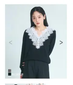ベースメントオンライン　vネック　レースニット　ユアーズ　ZARA