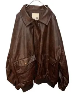 Java レディース ダークブラウン レザー ジャケット ブルゾン　ビンテージ風