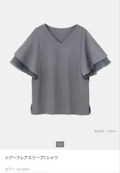 PLST シアーフレアスリーブTシャツ　グレーのサムネイル