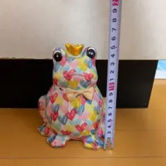 カエル 貯金箱 王冠 ハート柄 インテリア
