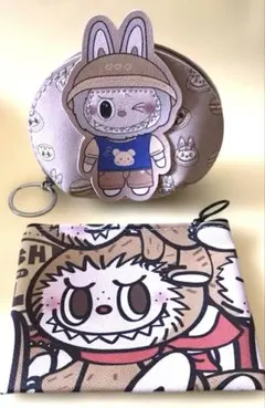 値下げしました!!ラブブ♡ポーチ再付きキーホルダー＆ミニポーチ♡茶色