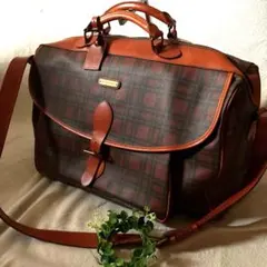 レア✨ラルフローレン 茶　チェック　ボストンバッグ　付属品 大きめ