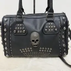 y2k スカル スタッズバッグ 2way ハンドバッグ ショルダー ブラック