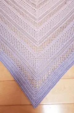 手編み かぎ針編み 三角ショール ハンドメイド ⑤ラベンダー
