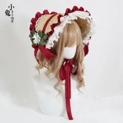 ボンネット 麦わら帽子 フリル付き ロリィタ - メルカリ