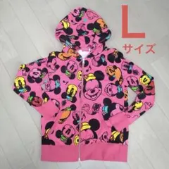 東京ディズニーリゾート ミニーマウス 総柄 L ピンク パーカー