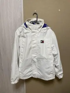TOMMYJEANS ホワイトナイロンジャケット フリースインナー ジャケット