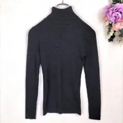 良品★イング　INGNI　タートルネック　長袖トップス　M　黒　ウール混