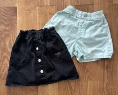PIAMON黒スカパンおそらく120㎝＆ミント色ショートパンツ130㎝2枚セット