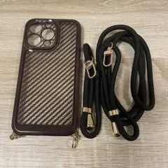 ✨️一点限り✨️ iPhone13,14 スマホケース ショルダー付 ブラウン