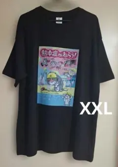 熱中症がねらう！猫Tシャツ XXL ブラック
