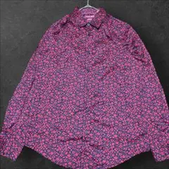 ラグジュアリー　A[X]IST 赤×黒　花柄ポリシャツ　STRETCH Mのサムネイル