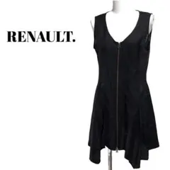 【RENAULT. 】異素材コンビネーション ジップワンピース ブラック M