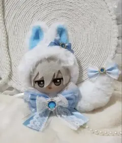 ぬい服 ♡ 10cm ♡ 着ぐるみ ♡ おすわり 【0503】 白×水色 - メルカリ
