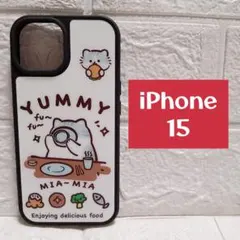iPhone 15 스마트폰 케이스 고양이 무늬 화이트 귀여운 스마트 폰 커버