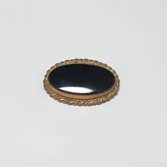 ヴィンテージ 黒い石のオーバルブローチ 12KGP アンティークスタイル