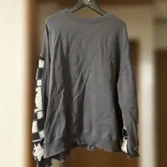 niko and ... グレー トレーナー 編み込み袖