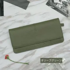 長財布 本革スリム薄型シンプル オリーブグリーン淡緑 a069_f6