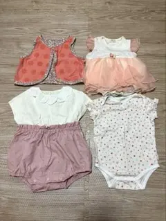 ロンパース ベビーベスト70-80 4枚セット　女の子