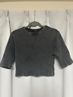 JEANASIS リブ クロップドTシャツ チャコールのサムネイル