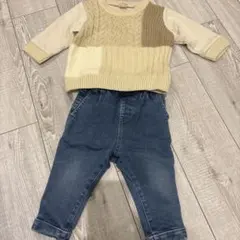 プティマイン　トレーナー　デニム　上下セット　80cm