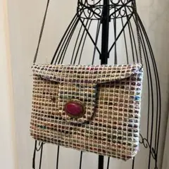 ツイード調 チェーンショルダーバッグ マルチカラー フラップ ミニバッグ